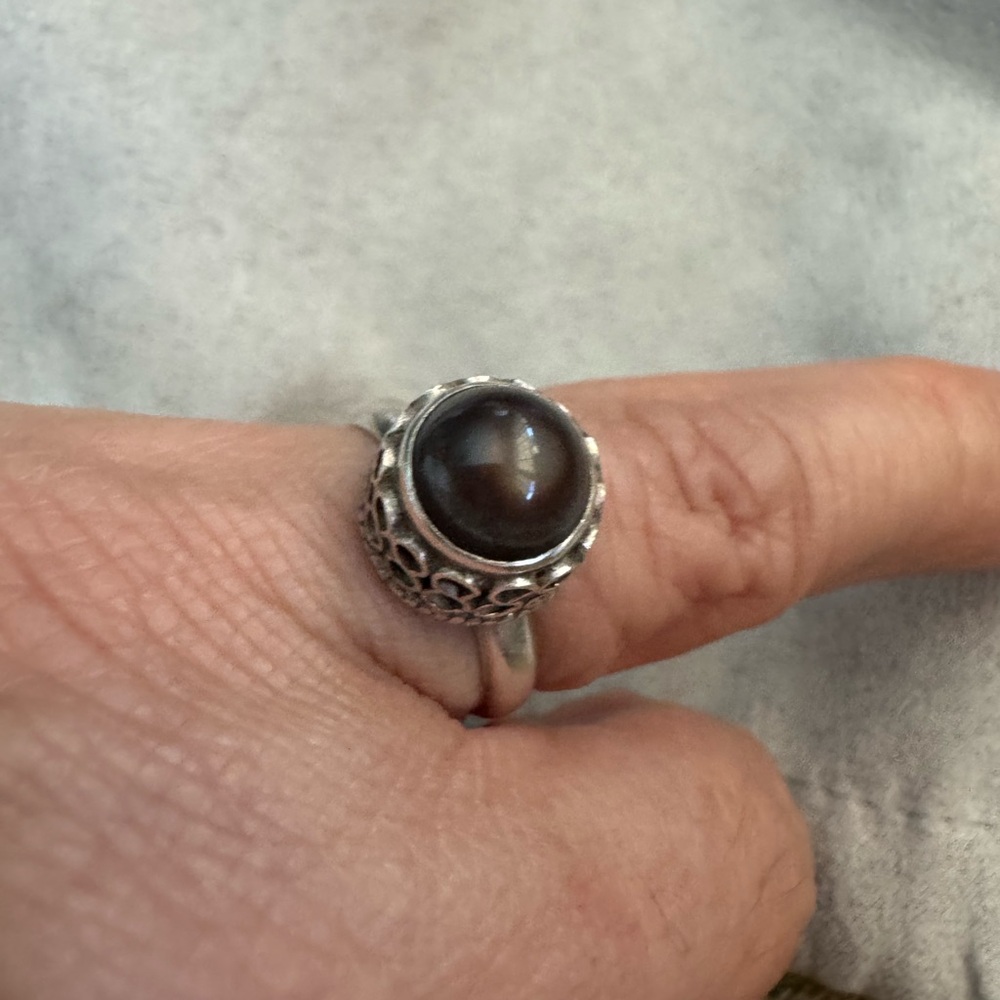 925 Silver and Brownish Stone Ring